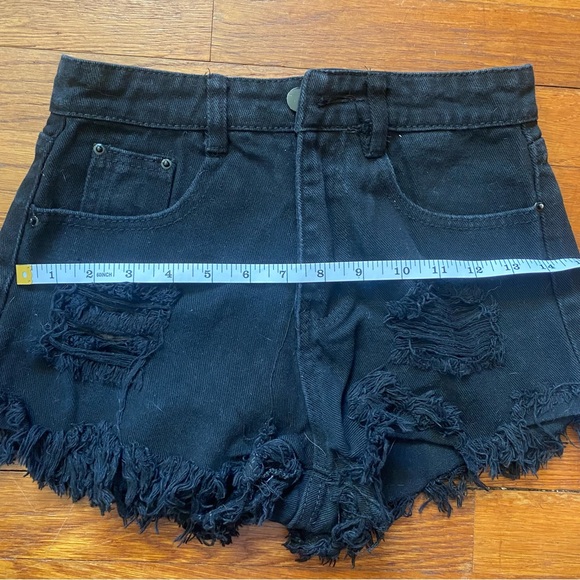 Black Distressed Denim Shorts - Picture 11 of 11